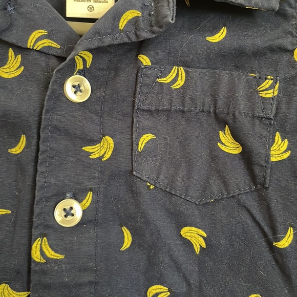 Baby boy button down banana print romper - Picture 3 of 5